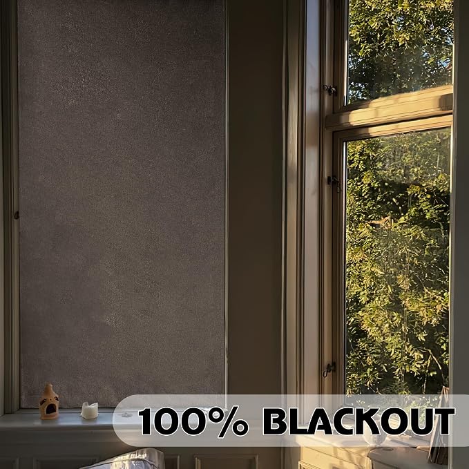 RYB HOME Linen Door Curtain 100% Blackout French Door Blinds - Image 3