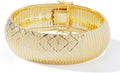 JTV 18K Gold-Plated Flexible Bangle Bracelet for Women - Chunky Diamond-Cut Design Over Bronze - Tarnish-Resistant - Luxury Yellow Gold Jewelry - Gift-Boxed