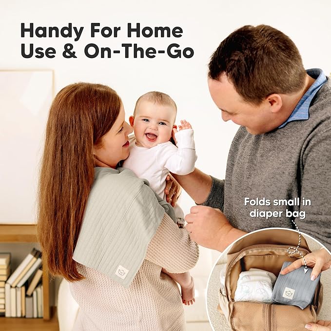 KeaBabies Organic Cotton Burp Cloths Baby Girl, Boy - 6-Pack Large Burping Clothes for Babies, Spit Up Rags, Super Soft & Absorbent Newborn Wash Towels, Gender Neutral, Non-Shrink (Stria, Granite)