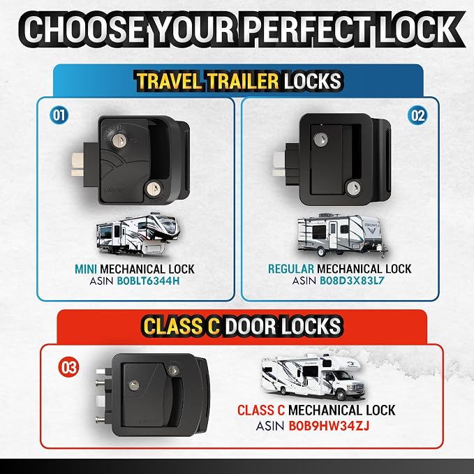 Black RV Door Latch | 2 Keyed Alike RV Door Locks - Image 3
