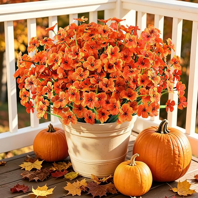 AGIRL Artificial Fall Flowers Fake Mums Outdoor, Faux Plant Porch Decor Home | by AGIRL