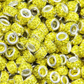 150Pcs Rhinestone Large Hole Beads Spacer Beads Yellow European Craft Big Beads Large Hole Rhinestones Lampwork Murano Bead Fairy Wand Garden Beads for DIY Bracelet Necklace Jewelry Making Supplies