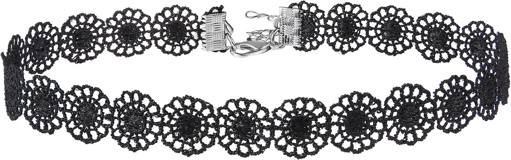 Fesciory Black Necklaces for Women, Adjustable Layered Velvet Leather Lace Collar Necklace, Goth Jewelry Gifts.