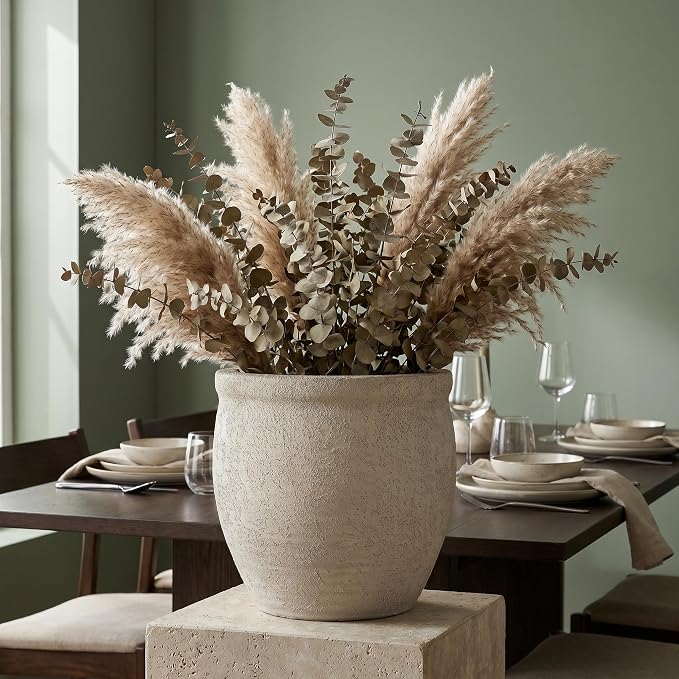 9" Dia Fiberstone Planter – Modern Farmhouse Indoor/Outdoor Flower Pot - Image 6