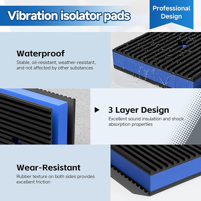 8 Pack 4 x 4 Inch Anti Vibration Pads, Rubber Isolation Pads | Anti Vibration - Image 3