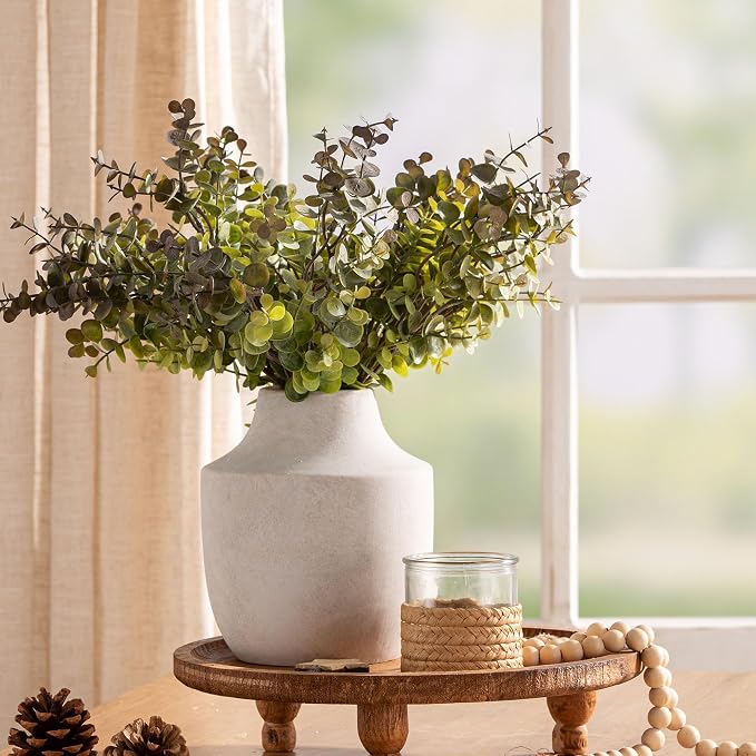 Mitt&Ditt Ceramic Flower Vase, 7.5 inch Off-White Farmhouse Rustic Vase - Image 8