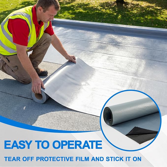 40in x 16.5ft Roof Waterproof Tape, Heavy Duty TPU Self-Adhesive Leak Repair - Image 6