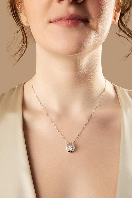 ARINZA Moissanite Necklace for Women, 1 Ct 925 Sterling Silver Dancing Diamond Pendant, 18+2 Inch Chain, Valentine’s Day Christmas Gift for Her, Wife, Mom, Anniversary, Birthday