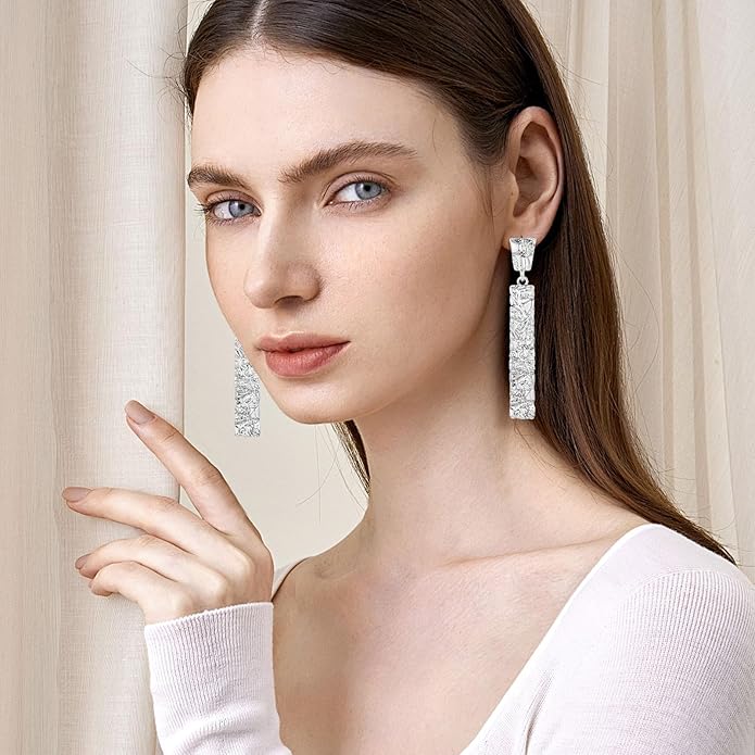 Chunky Gold Earrings for Women - Hammered Gold Plated Dangle Drop Jewelry Gifts