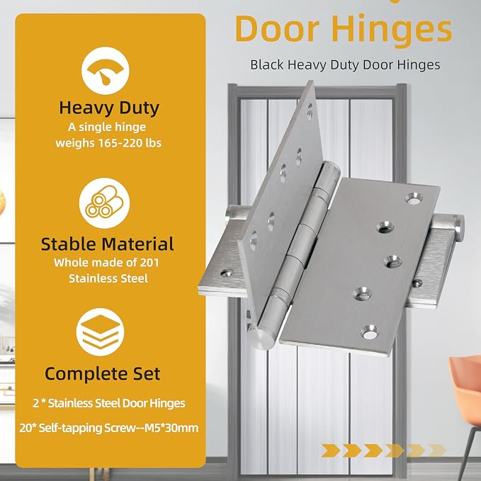 5 in Stainless Steel Hinges Ball Bearing up to 220 lbs, Thickness 3 mm | Hinges - Image 3