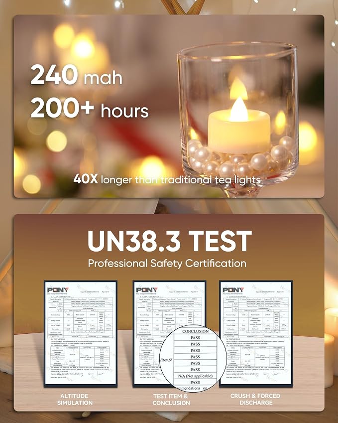 Homemory 24-Pack Flameless Tea Lights Candles Battery Operated, 200+ Hours | - Image 6