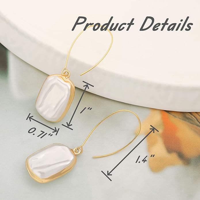 Geometric Drop Dangle Earrings Boho Statement Long Hoops 18k Gold Plated Lightweight Earrings for Women Girls