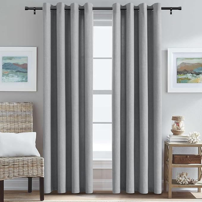 H.VERSAILTEX Room Darkening Curtains 84 inches Long 2 Panels Set, Faux Linen by HVERSAILTEX