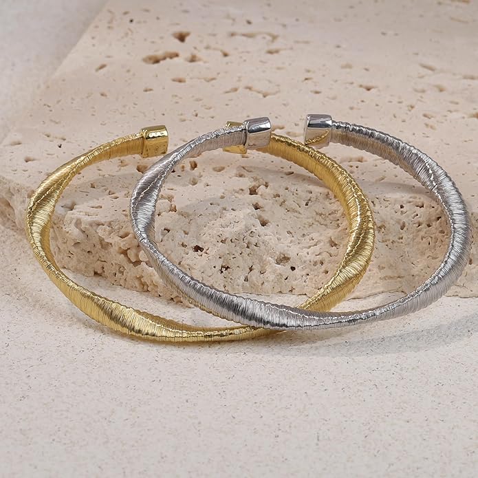 Cuffs Bracelet for Women Minimalist Gold Coil Craft Cuff Bracelet Italian Coil Craft Handmade Jewelry Christama Birtherday Gift