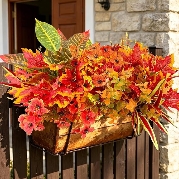18 Pcs Artificial Fall Flowers for Outdoors Fake Plants Fall Decor, Faux Plants - Image 5