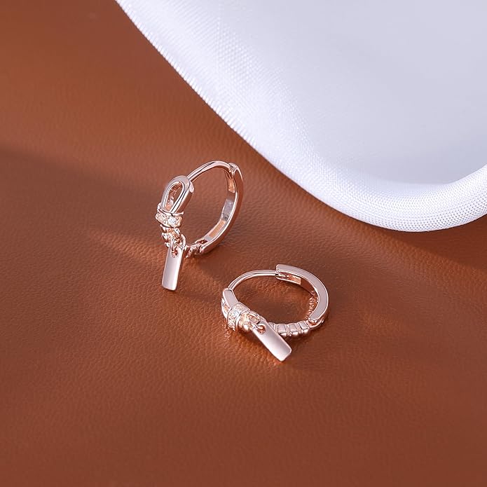 Reffeer Solid 925 Sterling Silver Minimalist Hoop Earrings for Women Teen Girls CZ Hoop Earrings Cartilage Helix Hoop Earrings Huggie
