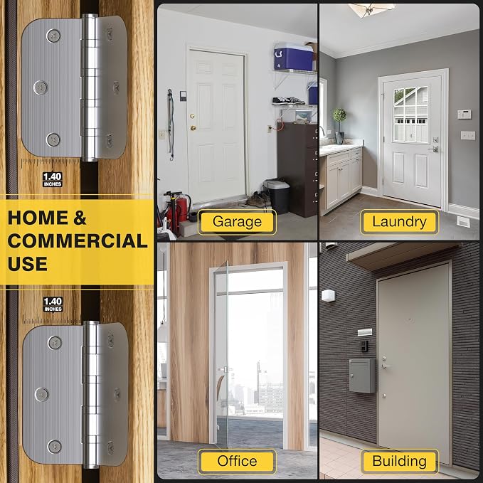 KOLET Ball Bearing Door Hinges, 3.5 Inches, Brushed Nickel, 12 Pack | 5/8" - Image 6
