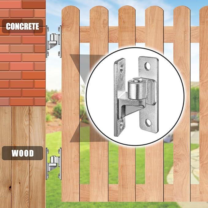 Insaga Wall Mount Gate Hinges Heavy Duty, Hot-Dip Galvanized Steel, 600LB Load - Image 4