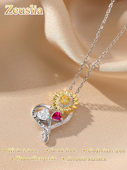 Valentine's Day Gifts for Wife 925 Sterling Silver Double Birthstone Pendant Necklaces I Love You for Always and Forever Necklace Anniversary Birthday Gifts for Wife Girlfriend Mom Her