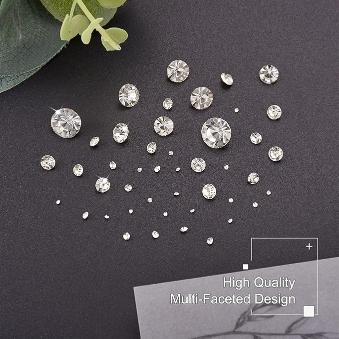 Fashewelry 2600pcs 7 Size Glass Pointed Back Rhinestone with Golden Back 1mm/2mm/3mm/4mm/5mm/6mm/8mm Crystal Faceted Diamond Loose Stone Clear Round Rhinestone Cabochons for Nail Art Replacing Jewelry