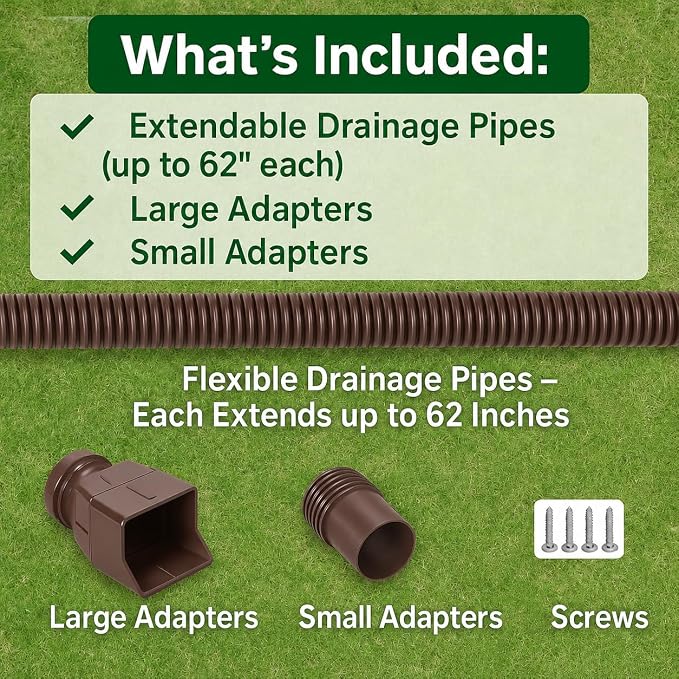 2 Pack Brown Rain Gutter Downspout Extensions, Gutter Extender - Image 7