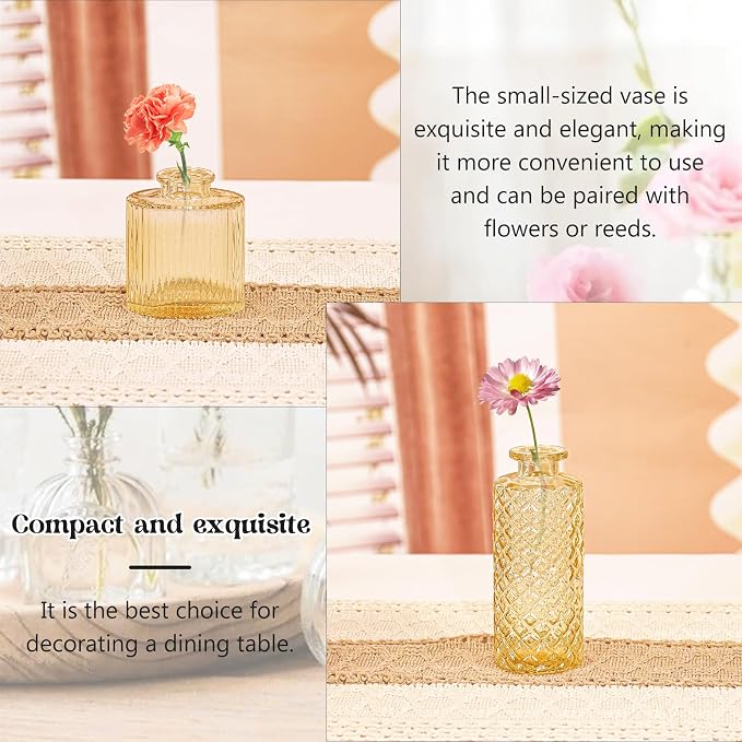 Set of 4 Glass Bud Vase Set, Small Vintage Clear Flower Vase Centerpieces - Image 7