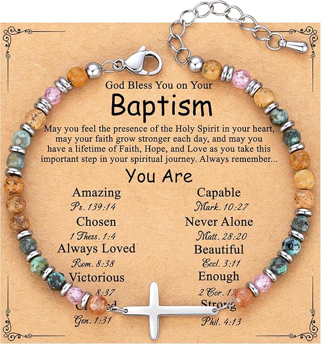 TONY & SANDY Christian Cross Bracelet for Women, Valentine's Day Gifts for Her, Confirmation Baptism Easter Gifts, Unique Gift for Friends Daughter Mom Sister in Christ Birthday Christmas