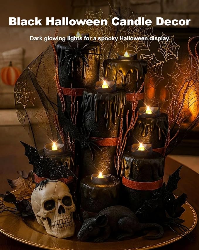Homemory 24-Pack Black Flameless Battery Tea Light Candles, 200+ Hours | - Image 3