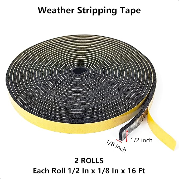 Topiverse Weather Stripping, Door Seal Strip, 1/2 in x 1/8 in x 32 Ft | Strong - Image 2
