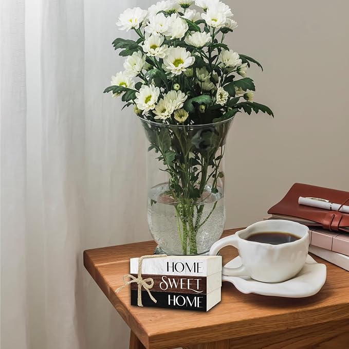 Ycyfckdr Mini Decorative Books for Home Decor, Rustic Wood Stack for Table - Image 5