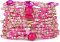 SPUNKYsoul Beaded Stretch Bracelet – Boho Multi-Row Look Bracelet, Vibrant Resort-Style Statement Jewelry