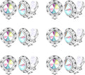 FIBO STEEL Clip on Halo Earrings Rhinestone Earrings Crystal Earrings for Women Round Acrylic Stone Inside Dance Competitions Stage Opera Performance Wedding Party Jewelry