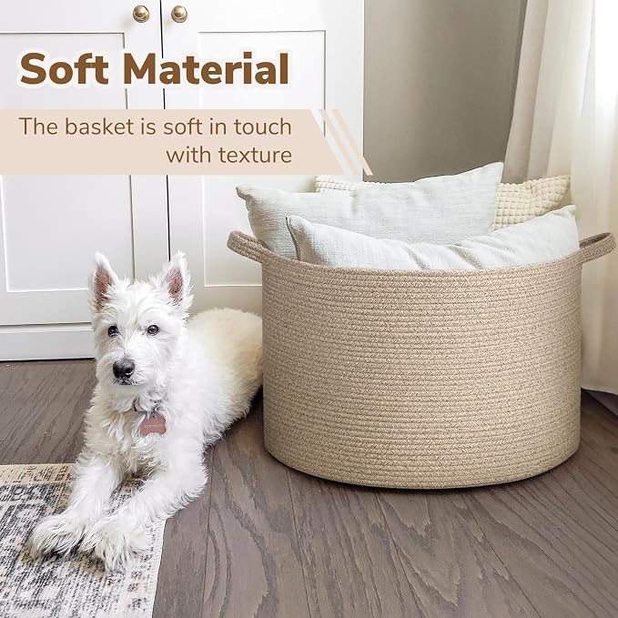 INDRESSME XXXLarge Woven Wicker Blanket Basket Living Room, 90L | 21.7" x 13.8" - Image 6