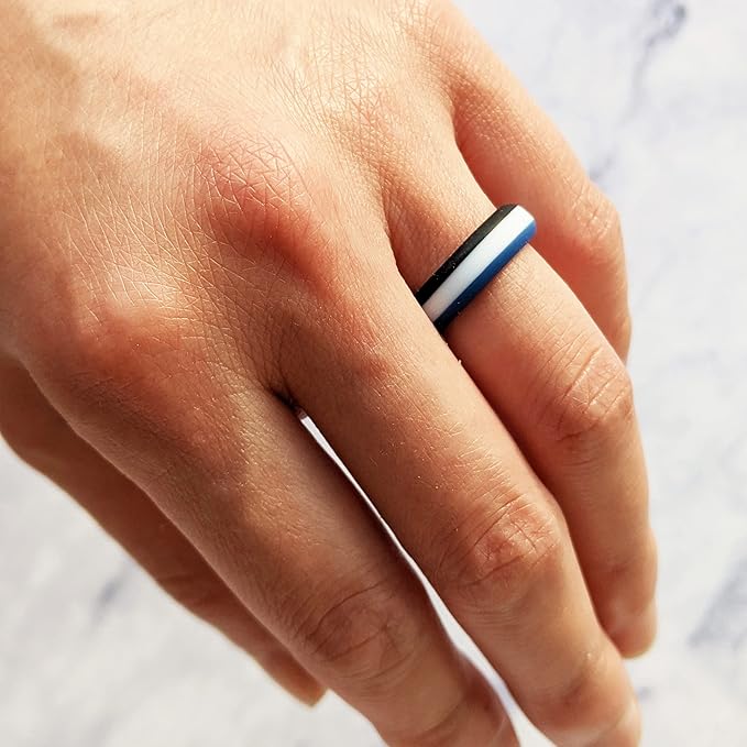 Knot Theory Striped Silicone Ring for Men and Women – Black, Grey, Red, Blue, Orange, Yellow, Purple