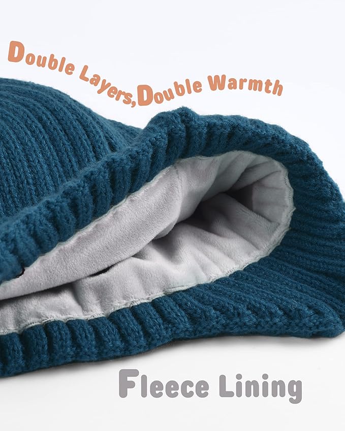 Baby Beanie Fleece Lined Toddler Winter Hat with Ear Flaps Little Girls Boys Warm Hats Cute Beanies for Kids