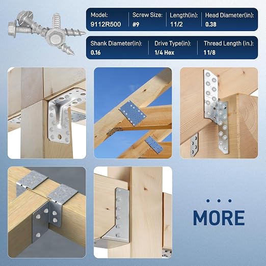 Mech.Galv.#9 x 1-1/2" Joist Hanger Screws-200 Qty, 9112R200 Hurricane Screws | - Image 6