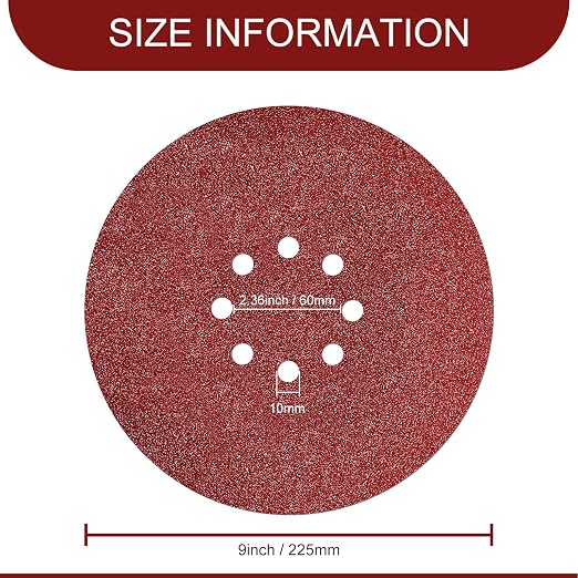 Awutzut 9 inch Sanding Discs 150 Grit 8 Holes Hook and Loop Sandpaper - Image 5
