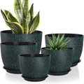 YNNICO Plant Pots 10/9/8/7.5/7 inch Set of 5, Flower Pots by AFamilyofGardenLovers