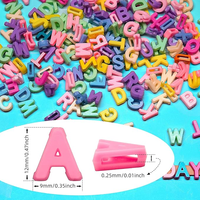 700+ Pieces 9x12mm Big Large Alphabet Letter Beads A-Z Mixed Plastic Shape Loose Beads for Jewelry Making Bracelets Necklaces Key Chains (Macaroon Candy Colors)