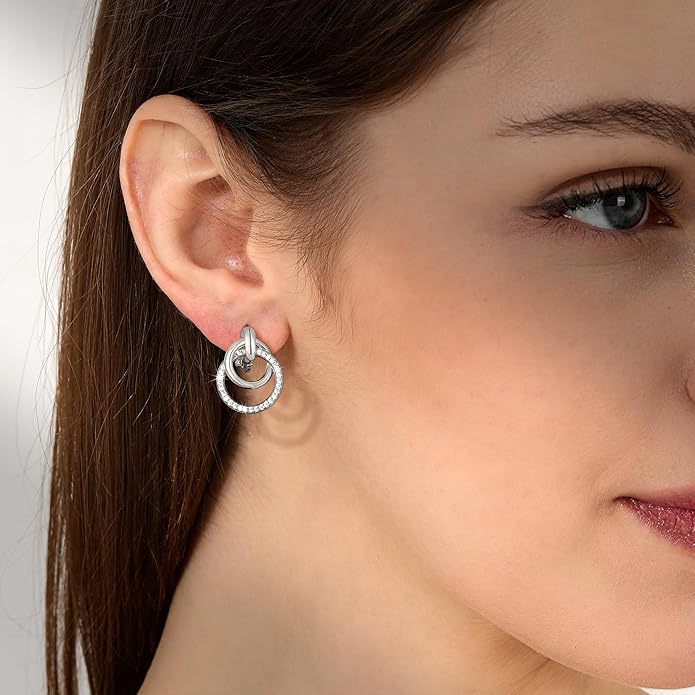 14K Gold Plated Chunky Clip On Earrings for Women 14k Gold Knot Link Clip Earrings Silver Rhinestone Hoop Clip On Earrings Jewelry for Women