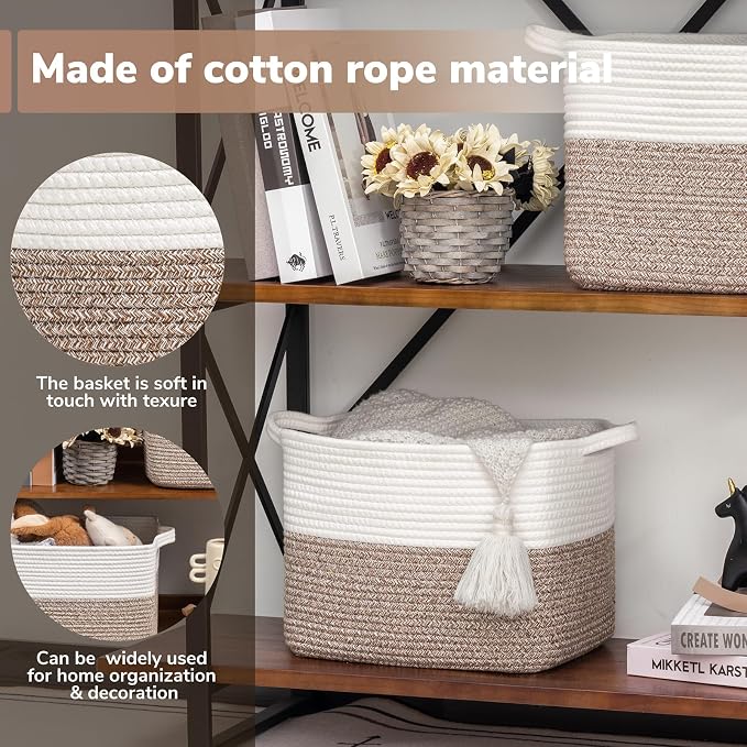 Goodpick Woven Storage Basket for Shelves, Cotton Rope Baskets for Toys - Image 4