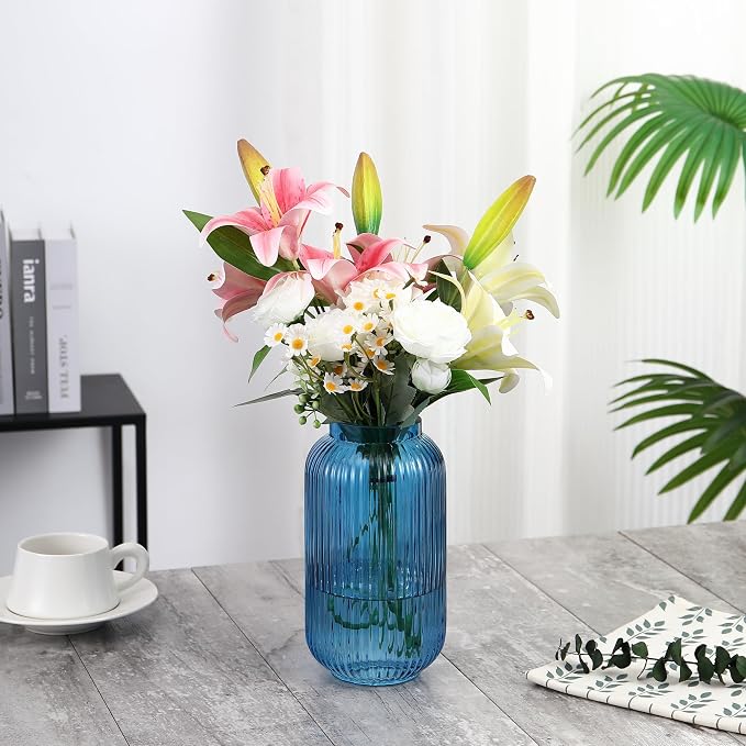 Ribbed Glass Vase, Glass Vases for Flowers, Modern Vases for Living Room - Image 3