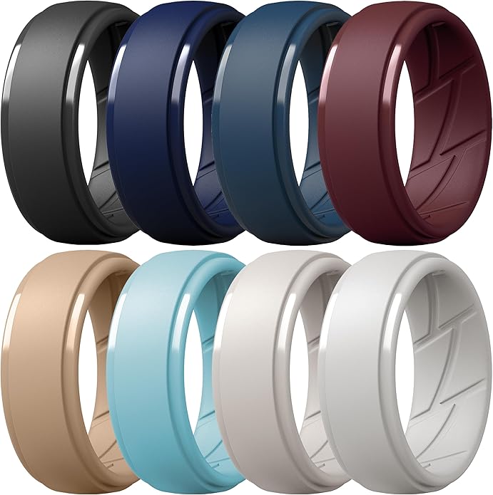 ThunderFit Men's Silicone Rings 10mm Wide 2.5mm Thick Rubber Bands, Breathable, Variety Multipack 1-10