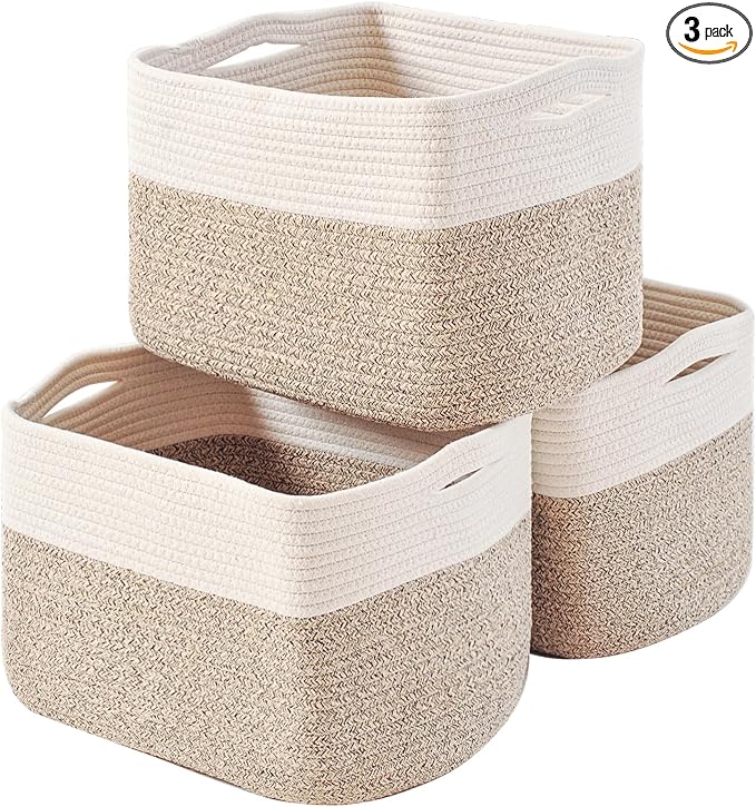 ICERZCZ Storage Baskets for Organizing, Woven Cotton Rope Basket for Storage by ICERZCZ