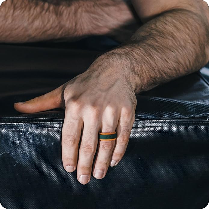 Rinfit Silicone Rings for Men 9mm Wide, 2mm Thick - Mens Rubber Wedding Bands - Infinity Ring with 2 Layers - Patented Design