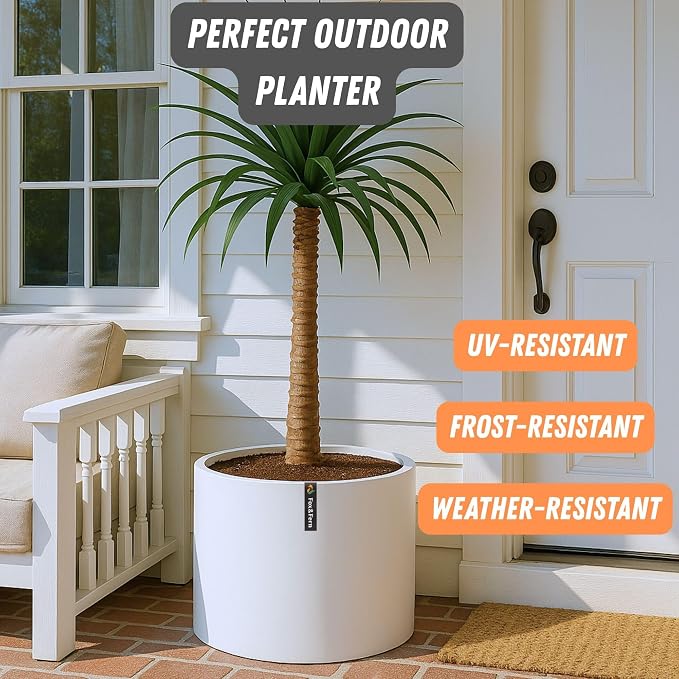 Fox & Fern Large Planter for Indoor or Outdoor, Matte White, 18.7 Inch | UV & - Image 2