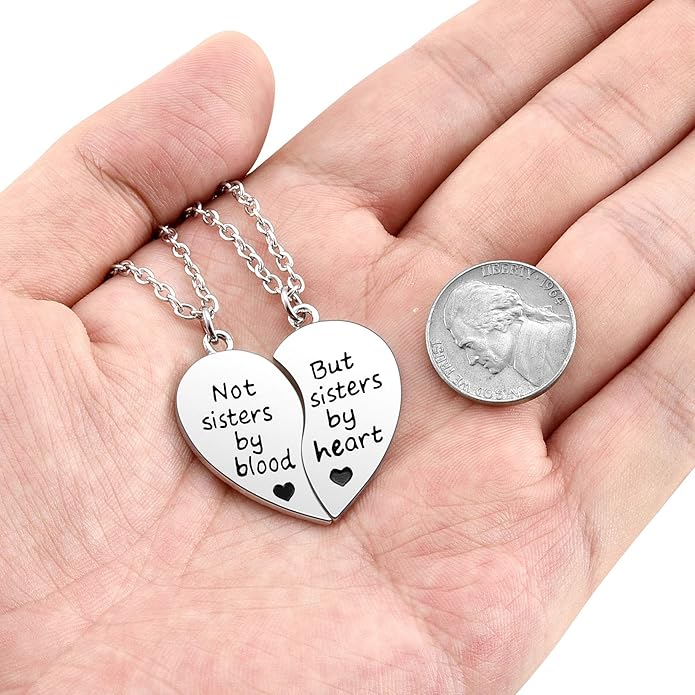 Jovivi Silver Tone Alloy BFF Necklace for 2-5 Best Friends Matching Heart Pendant Friendship Necklaces Women Jewelry Gift