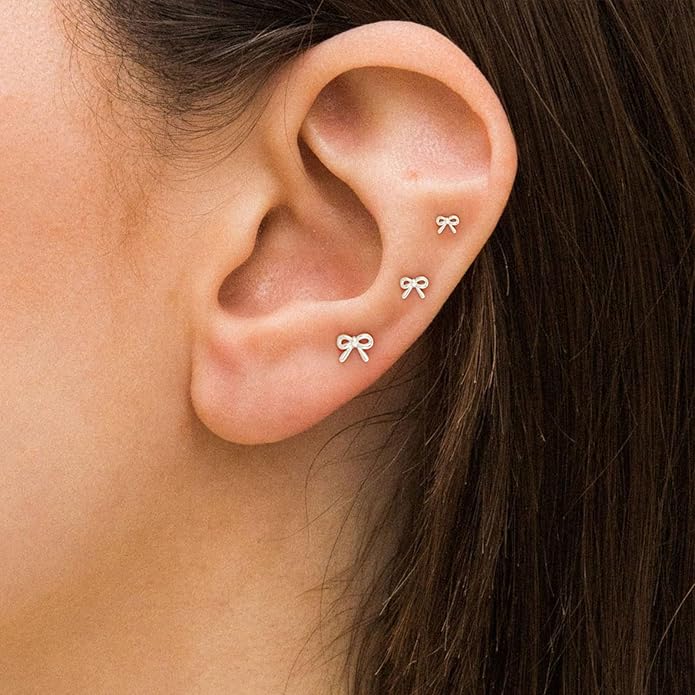 VRIUA 20G Tiny Flat Back Earrings for Women - 14K Gold/Silver Plated Small Flat Back Stud Earrings Hypoallergenic Cartilage Helix Piercing Jewelry