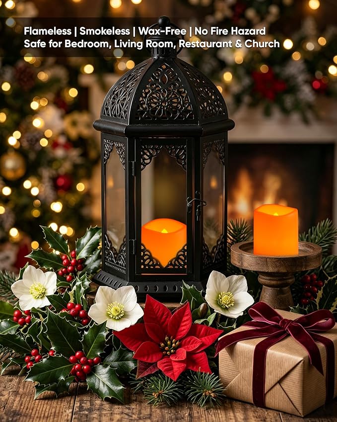 Homemory 12 Pack Orange Flameless Flickering LED Votive Tealights Candles | - Image 4