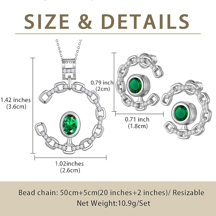 Elegant C-Shaped Crystal Necklaces/Stud Earrings Set with Birthstone Jewelry Set Silver Plated Fashion Jewelry for Women CS0003